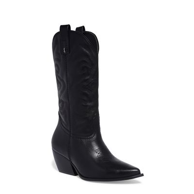 Bota Western Preta Cano Baixo Bico Fino