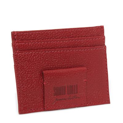 Porta Cartão Couro Vermelho Rubi