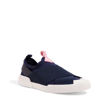 Tênis Slip On Azul Marinho Neoprene Faixas