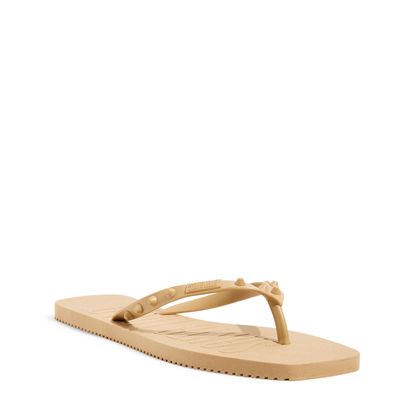 Chinelo Flip Flop Bege Bico Quadrado
