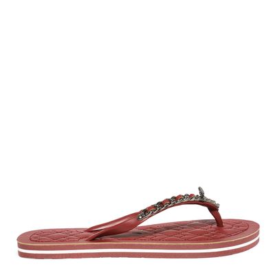 Chinelo Flip Flop Borracha Corrente Vermelho