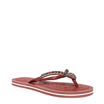 Chinelo Flip Flop Borracha Corrente Vermelho