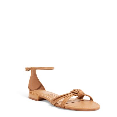 Rasteira Bege Salto Flat Tiras Nó