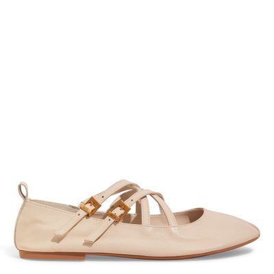 Sapatilha Couro Off White Tiras Cruzadas