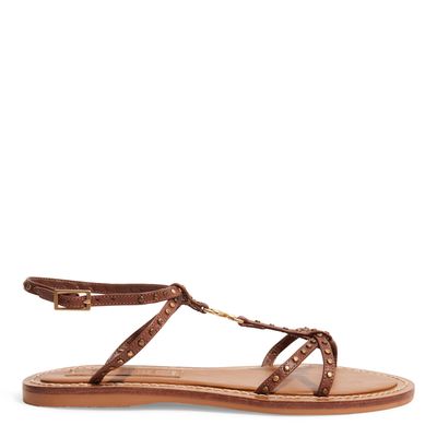 Rasteira Tiras Marrom Couro Confort