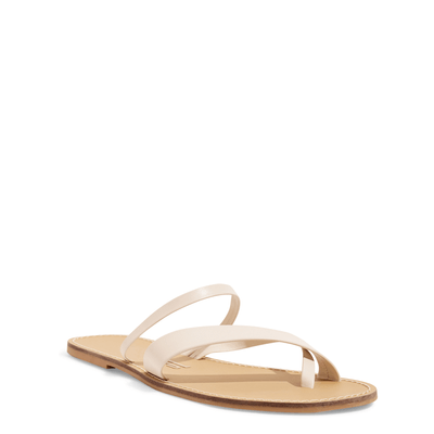 Rasteira Couro Off White Tiras Cruzadas