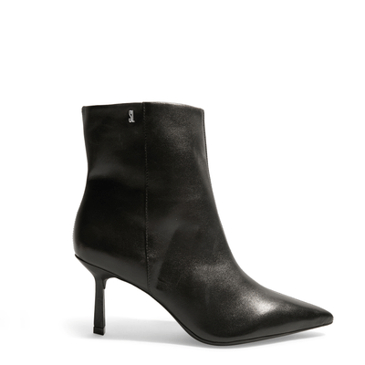 Bota Cano Curto Couro Pelica Preto Salto Fino
