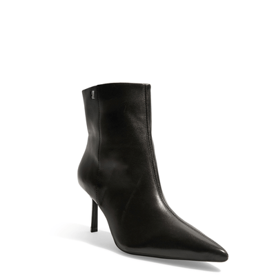 Bota Cano Curto Couro Pelica Preto Salto Fino