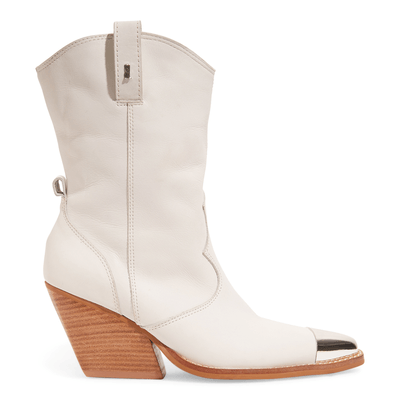 Bota Western Branca Couro Cano Médio Salto Grosso