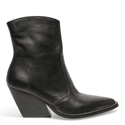 Bota Western Couro Cano Curto Preto Salto Grosso