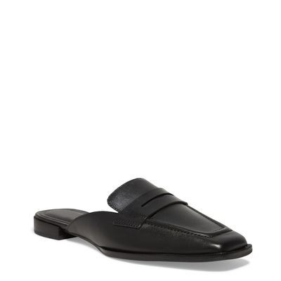 Mocassim  Mule Preto Couro Nobre Soft