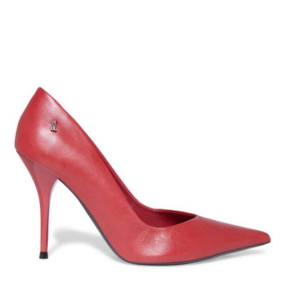 Scarpin Vermelho Couro Salto Fino