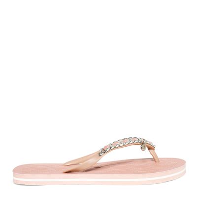 Chinelo Flip Flop Borracha Corrente Rosa