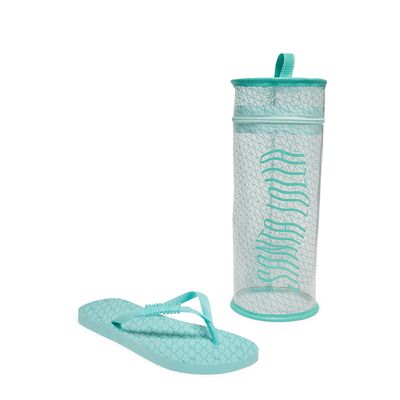 Chinelo Flip Flop Azul Aruba Com Necessaire Transparente