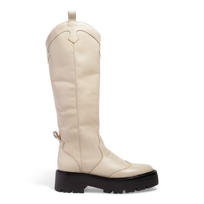 Bota Off White Couro Cano Alto Tratorada