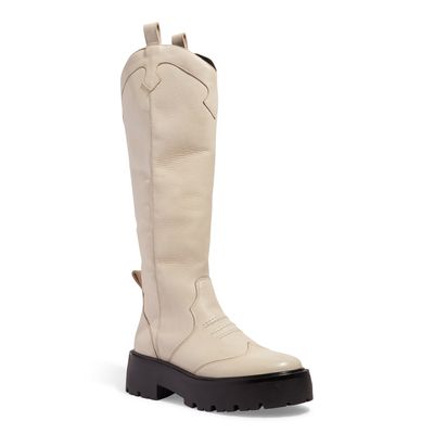 Bota Off White Couro Cano Alto Tratorada