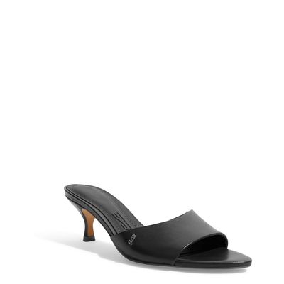 Mule Couro Nobre Salto Baixo Fino Preto