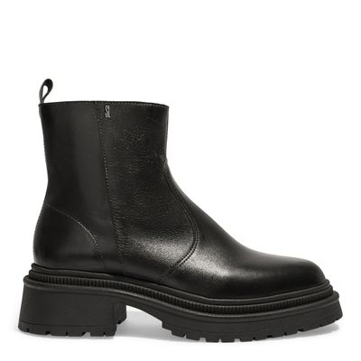 Bota Coturno Preta Couro Tratorada