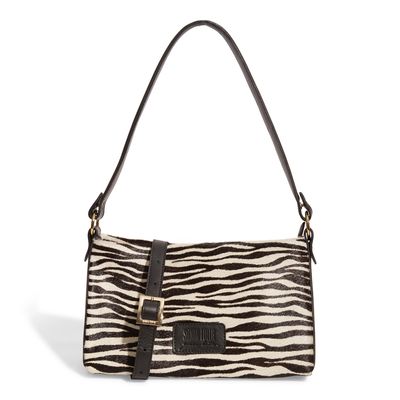 Bolsa Pequena Couro Estampa Zebra Duas Alças