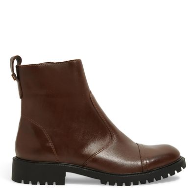 Bota Coturno Couro Pelica Premium Cano Baixo Tratorada Marrom