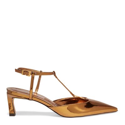Scarpin Slingback Bronze Baixo Verniz
