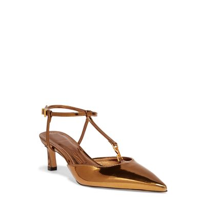 Scarpin Slingback Bronze Baixo Verniz