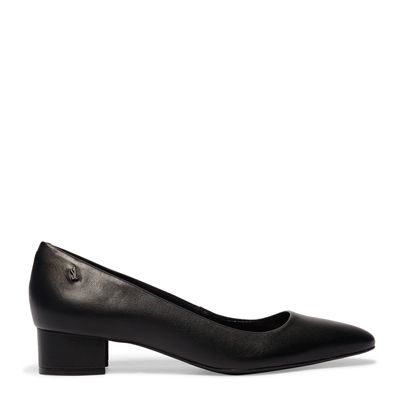 Sapato Scarpin Preto Couro Salto Baixo