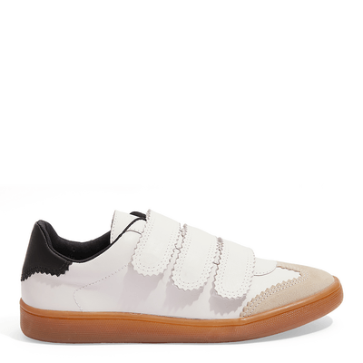 Tênis Couro Camurça Velcro Branco