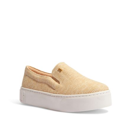 Tênis Slip On Juta Plataforma Dourado