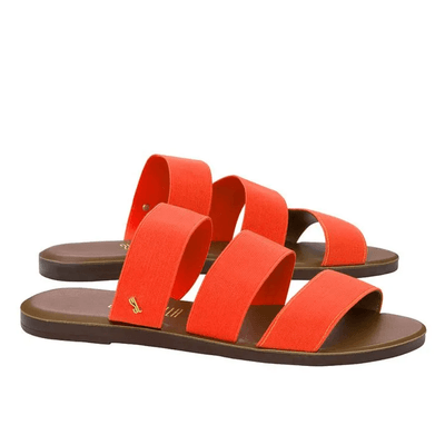 Rasteira Tiras Elástico Laranja Neon