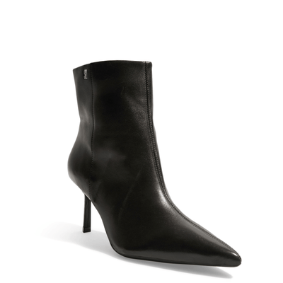 Bota Cano Curto Couro Pelica Preto Salto Fino