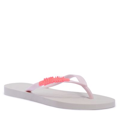 Flip Flop Borracha Cinza e Rosa