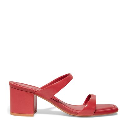 Mule Couro Vermelho Rubi Salto Grosso