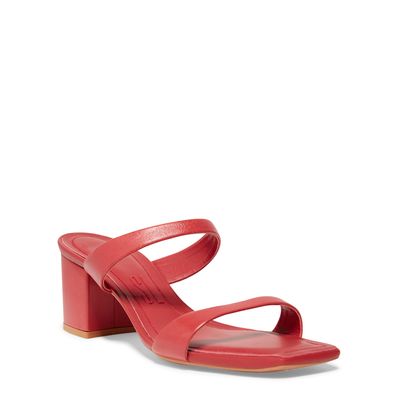 Mule Couro Vermelho Rubi Salto Grosso