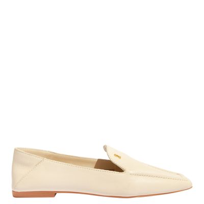 Mocassim Couro Off White Bico Quadrado Ama
