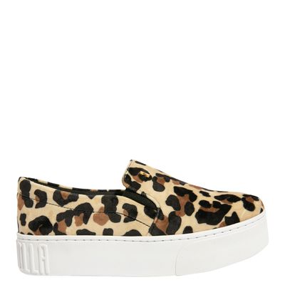 Tênis Slip On Veludo Animal Print Onça Plataforma