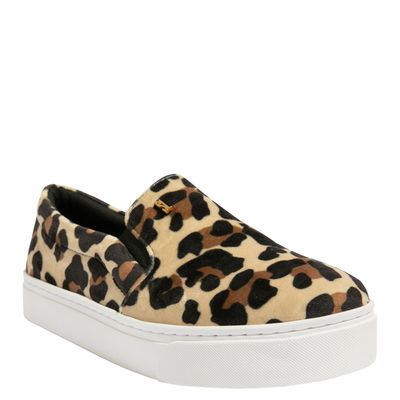 Tênis Slip On Veludo Animal Print Onça