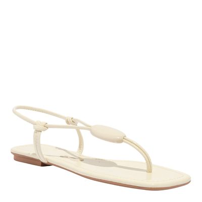 Rasteira Verniz Glossy Off White Bico Quadrado