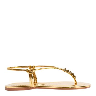 Rasteira Specchio Dourada Spikes