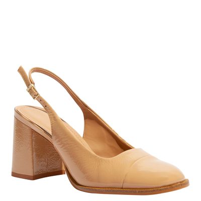 Scarpin Boneca Couro Verniz Bege
