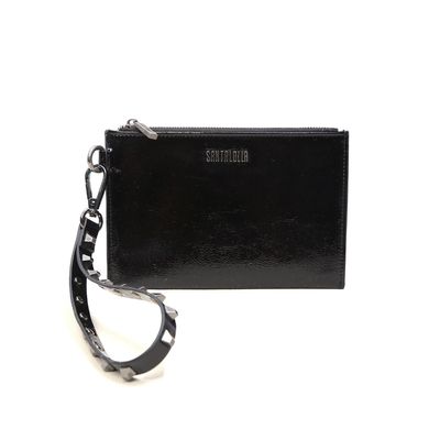 Clutch Preta Alça Fina Removível Spikes