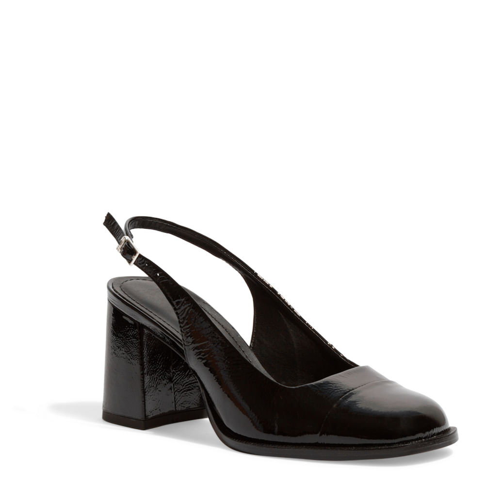 Scarpin Boneca Couro Cristal Preto - Santa Lolla Scarpin Boneca Couro Cristal Preto - Santa Lolla
