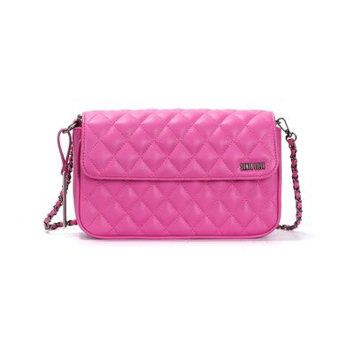 Bolsa Rosa Pink Matelassê Alça Transversal Corrente