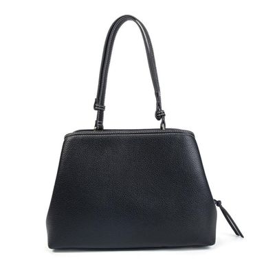 Bolsa Preta Trapézio Alça De Ombro Pesponto