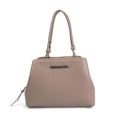 Bolsa Cinza Trapézio Alça De Ombro Pesponto