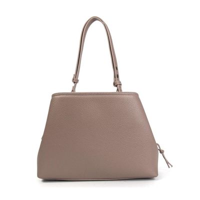 Bolsa Cinza Trapézio Alça De Ombro Pesponto