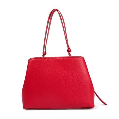 Bolsa Vermelha Trapézio Alça De Ombro Pesponto