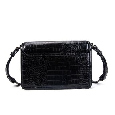 Bolsa Envelope Preta Croco Transversal