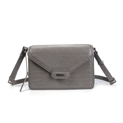 Bolsa Envelope Cinza Croco Transversal