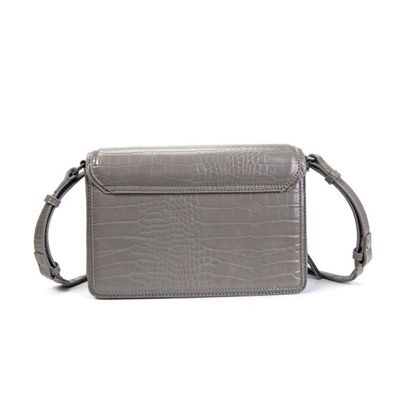Bolsa Envelope Cinza Croco Transversal